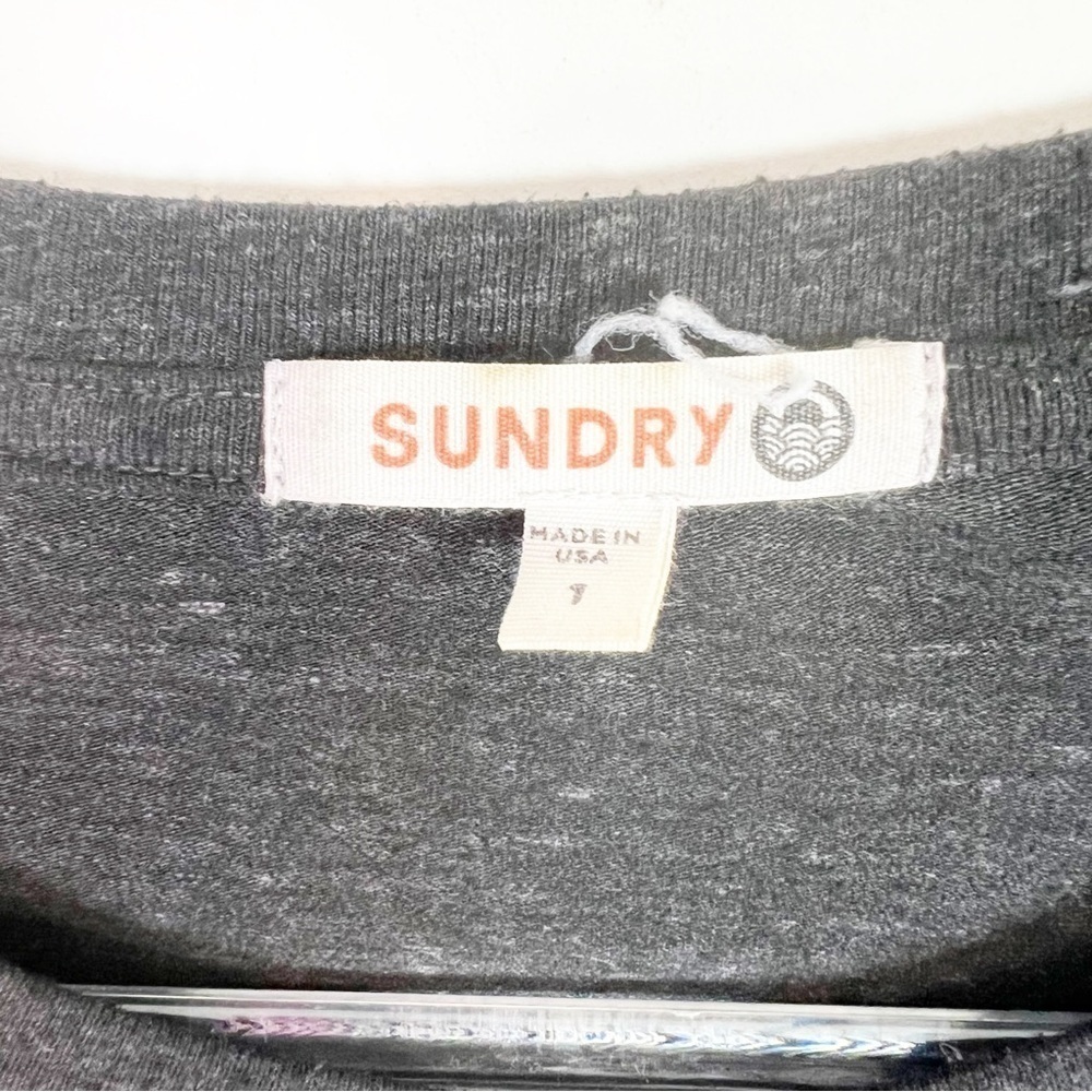 SUNDRY BLACK SPACE DYE LONG RAGLAN SLEEVE EMBROIDERED PLAY SWEATSHIRT SZ 1/SMALL - Picture 3 of 8